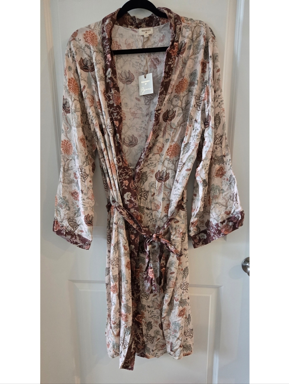 NEW World Market Floral Tie-Waist Robe SZ L / XL Womens Comfy